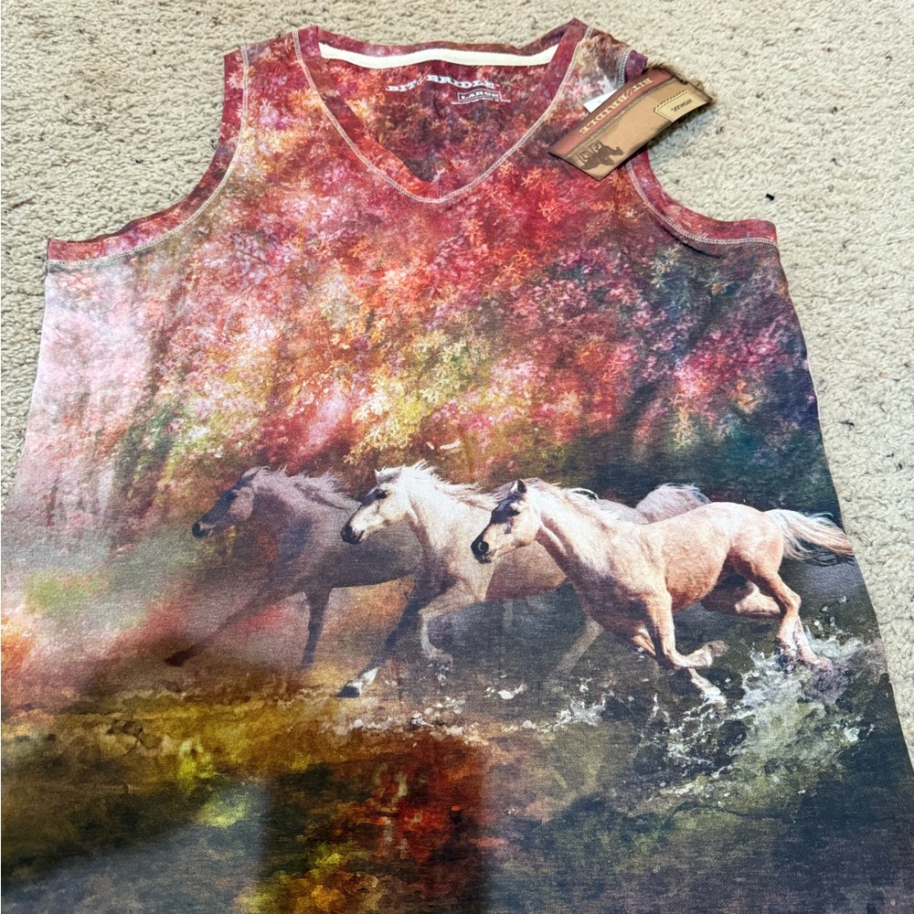 Bit & Bridle Red and Brown Tie-Dye Sleeveless Top
